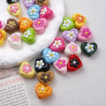 Floral Heart Acrylic Beads 21mm Colorful Mixed 50pcs
