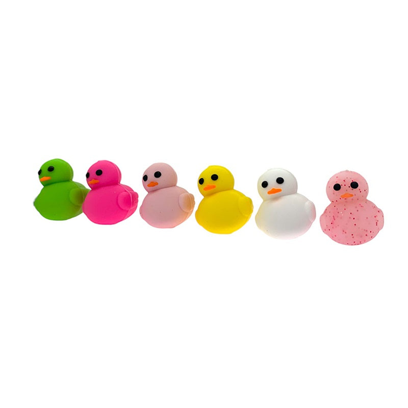 Silicone 3D Focal Beads Little Duck Vibrant Colors Glitter Speckled 8