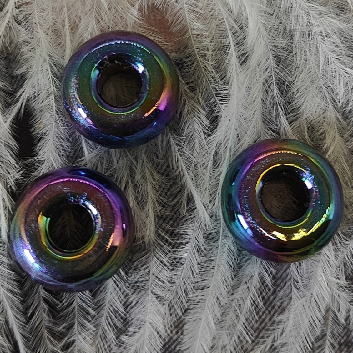 Acrylic Large Hole Spacer Beads 14mm AB Colorful 31pcs 16