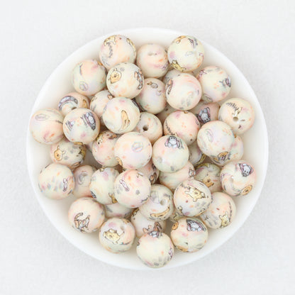 15mm Printed Silicone Beads Cartoon Character Designs 50pcs 4