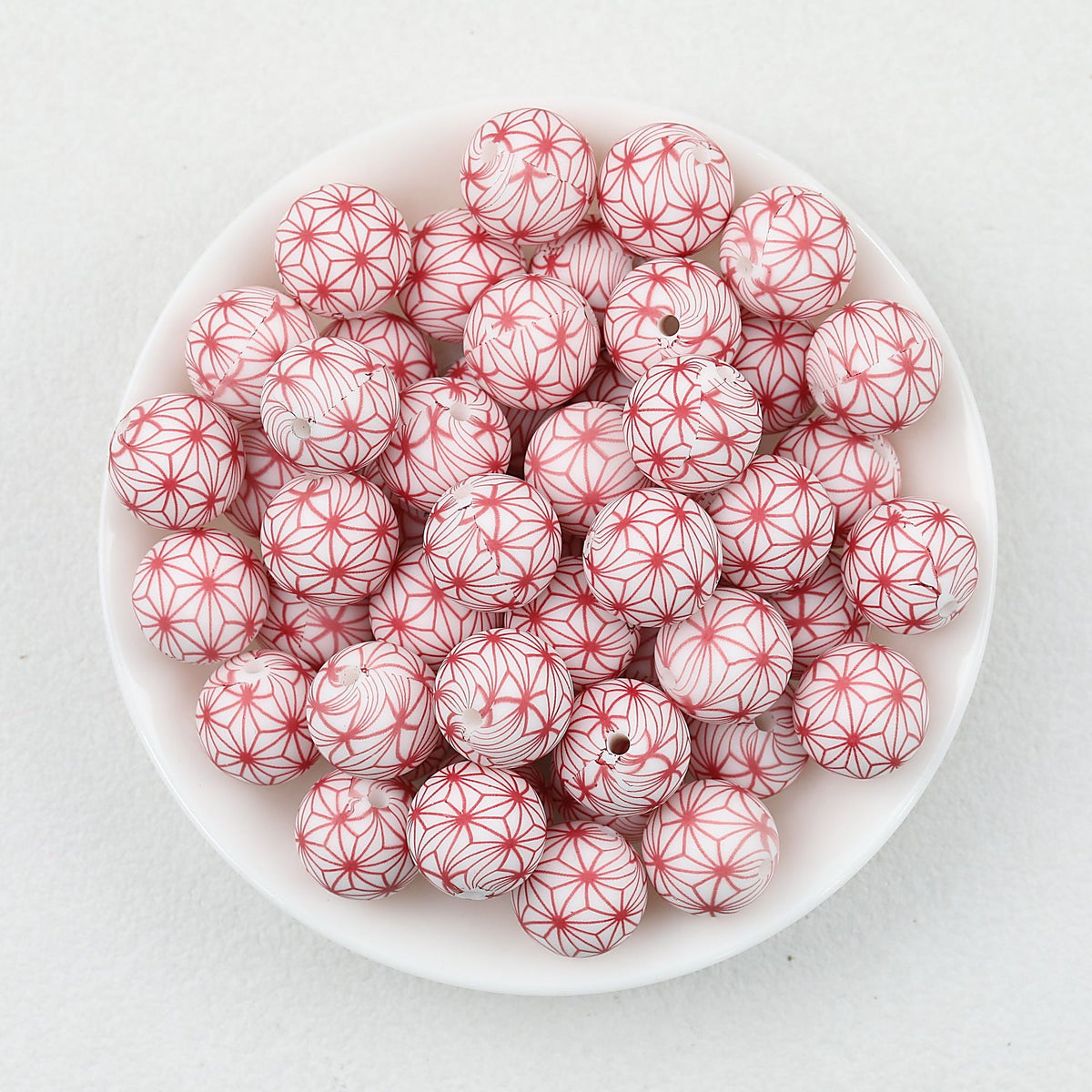 15mm Colorful Polka Dot Print Round Silicone Beads  50pcs - Floret