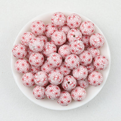 15mm Colorful Polka Dot Print Round Silicone Beads  50pcs - Floret