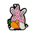 Silicone Focal Beads Easter Pink Dwarf Rabbit Holding Carrot