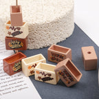 Painted Square Acrylic Beads 21x13x11mm Vintage Plate Design 10pcs