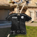 Acrylic Tactical Vest Police Cap Keychain Bold Yellow 226 Design 13