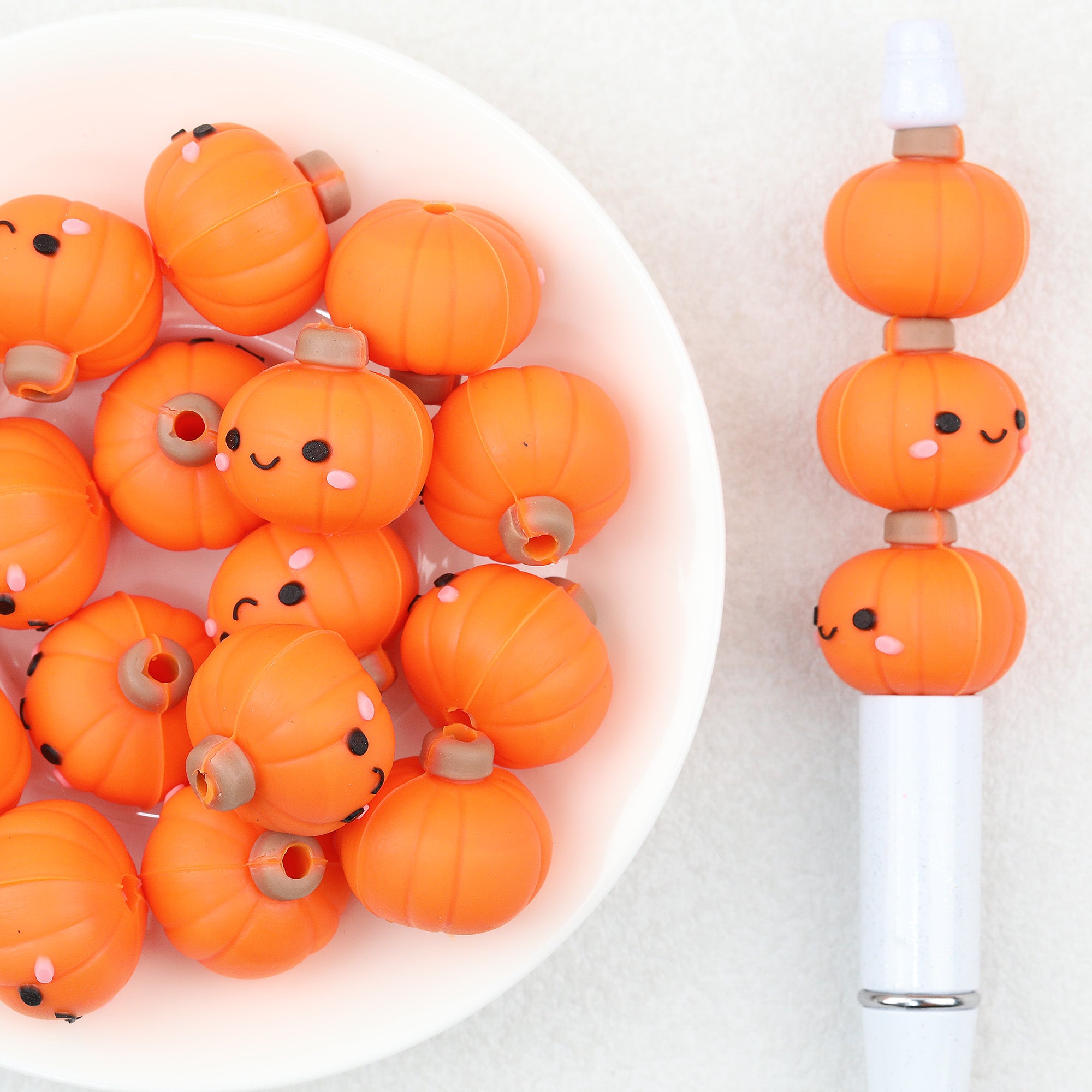 3D Cute Halloween Pumpkin Silicone Focal Beads 20Pcs 