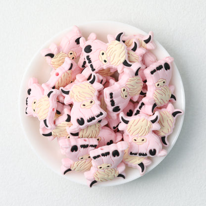 Highland Cow Silicone Focal Beads Colorful 20pcs 15