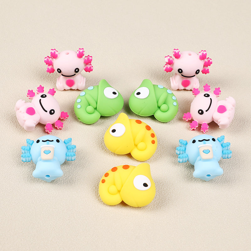 Silicone 3D Focal Beads Reptile Salamander Chameleon Expressive Eyes 20pcs 2