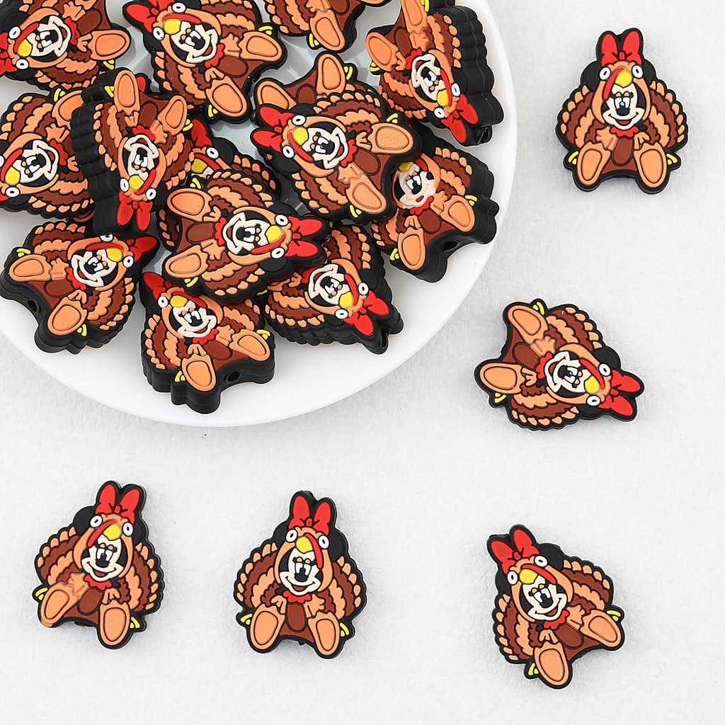 Thanksgiving Turkey Silicone Focal Beads Minnie Design 20pcs