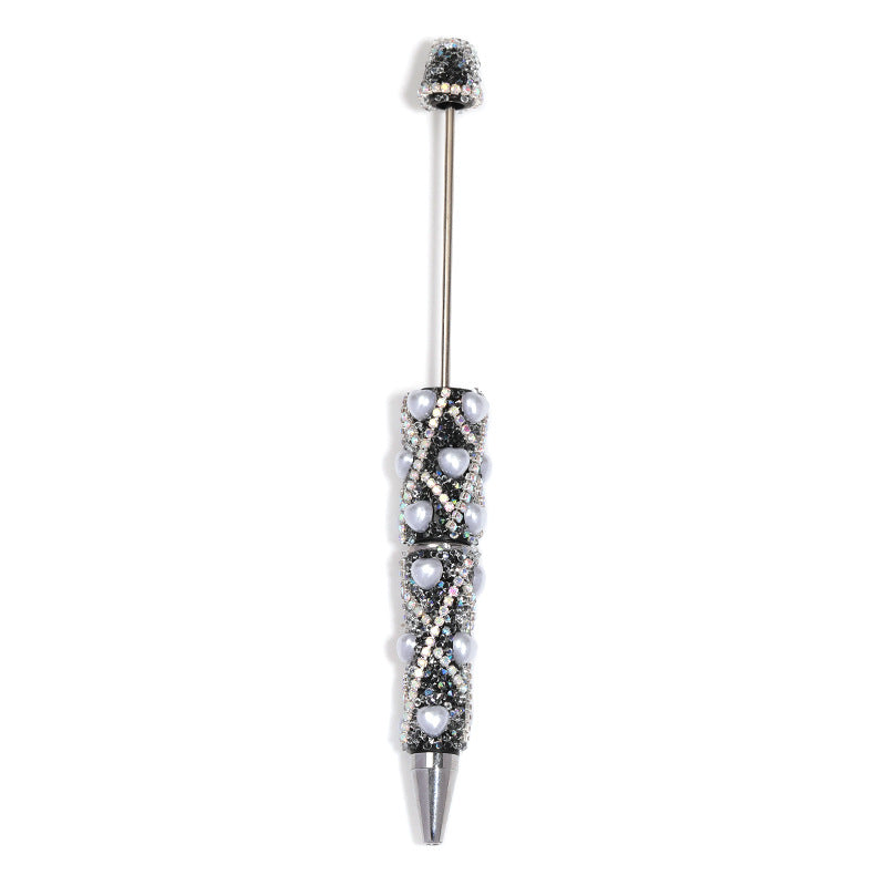 Beadable Pen with Rhinestone Pearl Chain Multicolor Rotating 5 Pcs 24