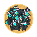 Silicone 3D Focal Beads Sleeping Curse Turquoise Face Black Horns 1pcs 2