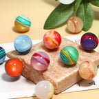 Colorful Layered Stripe Round Acrylic Beads 16mm 50pcs