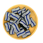 Silicone Focal Beads Thin Blue Line Flag Waving Shape 20pcs 2
