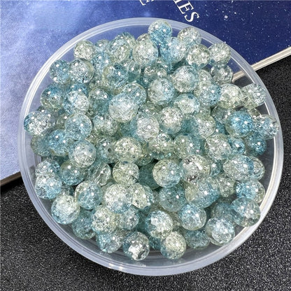 Crackle Flower Glass Beads 8mm Soft Purple Blue Gradient 3 Strands 27