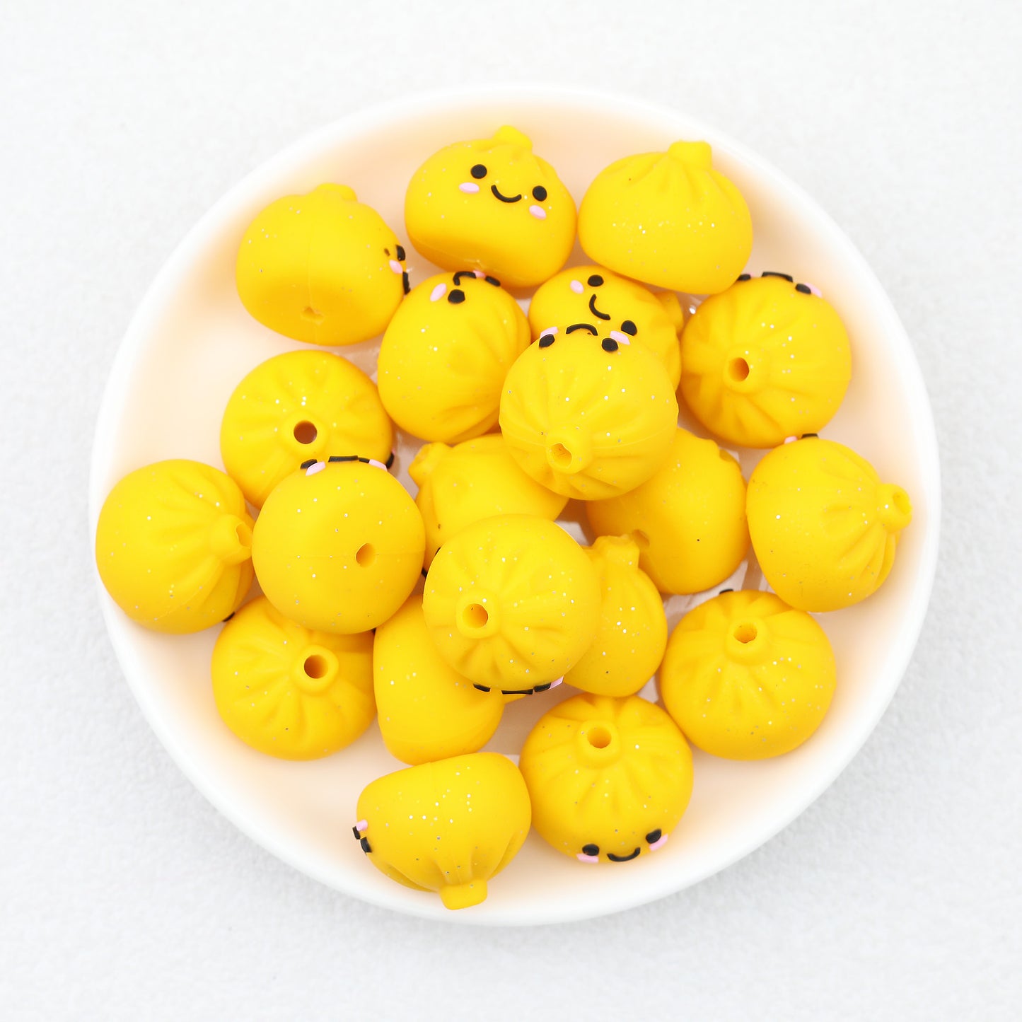 3D Cute Glitter Steamed Stuffed Bun Silicone Focal Beads 20pcs 9