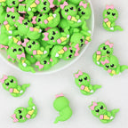 3D Green Bow Caterpillar Silicone Focal Beads 20 pcs