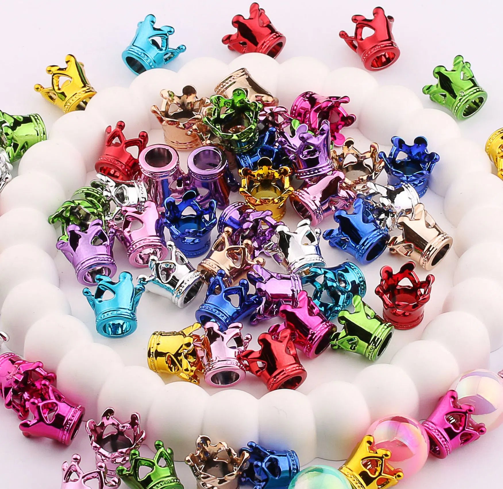 Plating Crown Acrylic Beads 15mm Colorful Mixed 100pcs 2