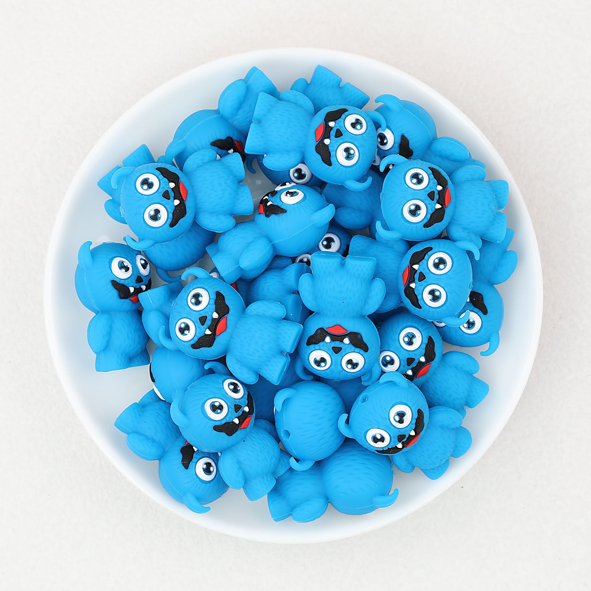 Blue Monster 3D Silicone Focal Beads 20pcs
