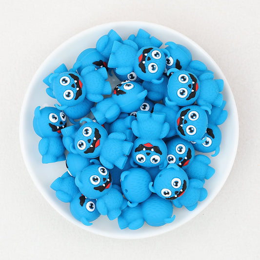 Blue Monster 3D Silicone Focal Beads 20pcs