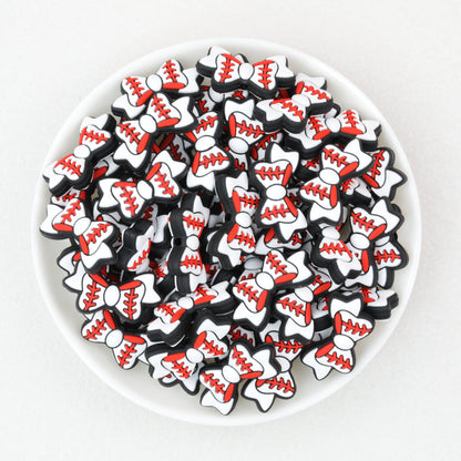 Sports Bow Silicone Focal Beads with Baseball Soccer Volleyball Football 20pcs 5