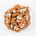 3D Light Brown Squirrel Holding Pine Cones Silicone Focal Beads 20Pcs  2
