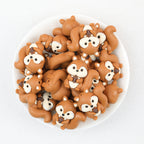 3D Light Brown Squirrel Holding Pine Cones Silicone Focal Beads 20Pcs  2