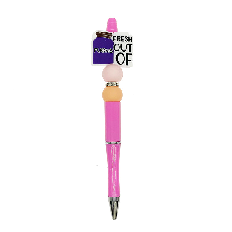 Silicone Focal Beads FUCK Bottle Bright Pink and Purple Colors 20pcs 7