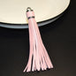 Silver PU Leather Tassel Keychain Metallic 9cm Length 13