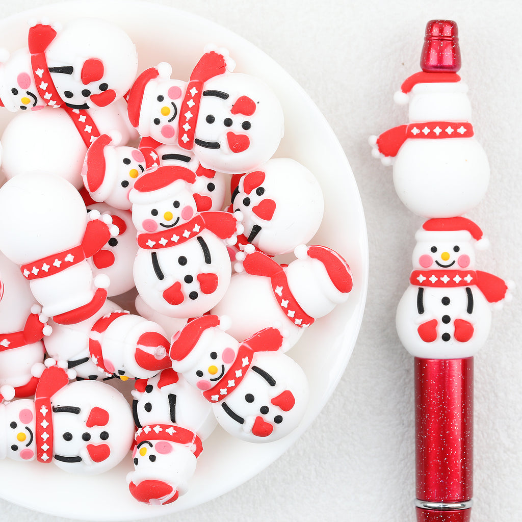 3D Cute Snowman Silicone Focal Beads
