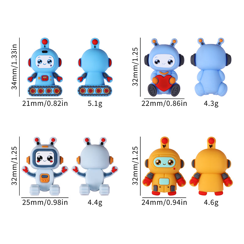 Silicone 3D Focal Beads Love Robot Holding Heart 20pcs 12