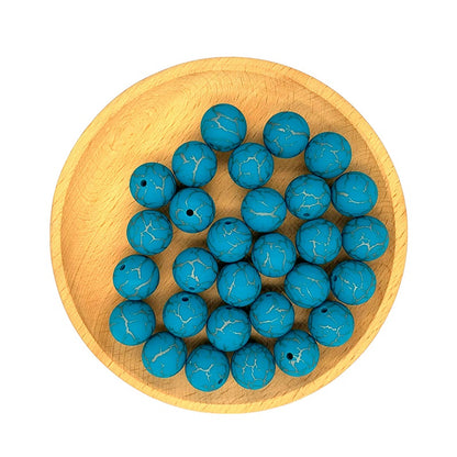 15mm Silicone Beads Crackle Printed Multi Color 50pcs 18