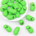 Green Smiling Cucumber 3D Silicone Focal Beads 20 pcs