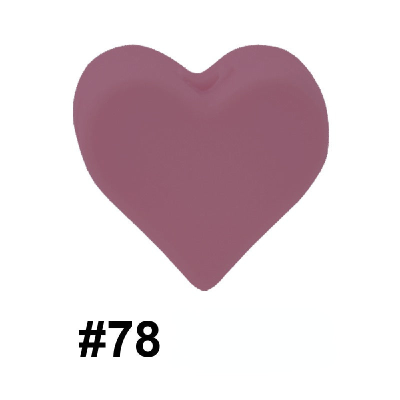 Colorful Pastel Mix Heart 14mm Silicone Beads Solid Color Matte Finish 50pcs 36