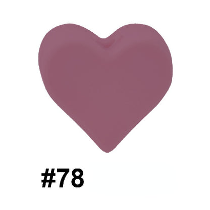 Colorful Pastel Mix Heart 14mm Silicone Beads Solid Color Matte Finish 50pcs 36