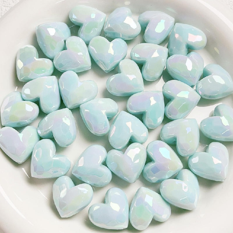 Faceted Heart Acrylic Beads 17.5mm Pastel Vibrant Mixed 10pcs 8
