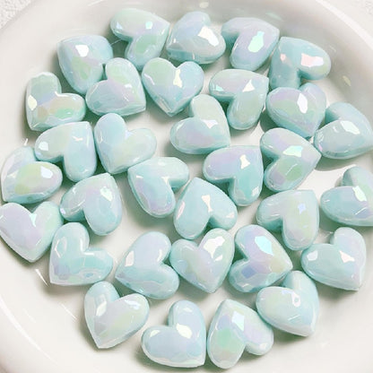 Faceted Heart Acrylic Beads 17.5mm Pastel Vibrant Mixed 10pcs 8
