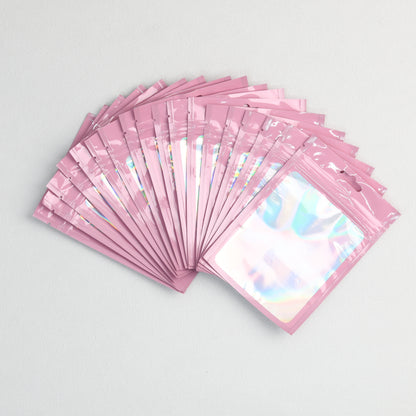 Zip Lock Bags 10.5x15cm Holographic PE Plastic Clear Window 50pcs