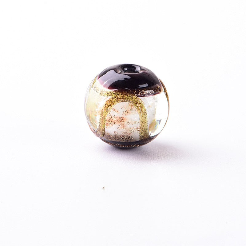Antique Fragrant Gray Glass Beads 8mm Rich Hues Gold Swirls 50pcs 6