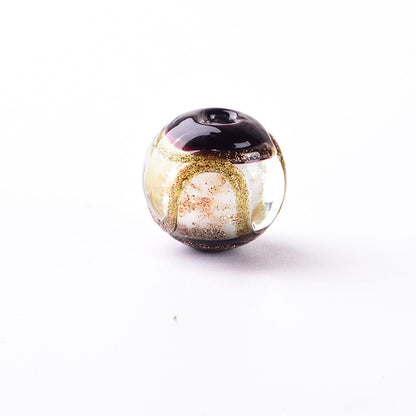 Antique Fragrant Gray Glass Beads 8mm Rich Hues Gold Swirls 50pcs 6