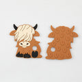 Highland Cattle Silicone Teether Beads Brown and Light Yellow 1 Pcs - Brown
