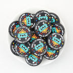 Blue Silicone Focal Beads Fire Pit Design 20pcs 2