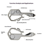 Multifunctional Stainless Steel Tool Keychain 70mm 2pcs 2