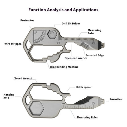 Multifunctional Stainless Steel Tool Keychain 70mm 2pcs 2