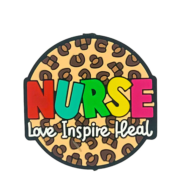 Silicone Focal Beads Nurse Love Inspire Heal Leopard Print 20pcs