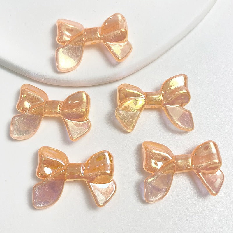 Glow Bowknot Acrylic Beads 24x32mm Iridescent Light In The Dark 10pcs 11