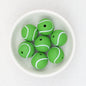 15mm Silicone Beads Sports Ball Printed Soccer Football Volleyball 10pcs - 15mm tennis beads