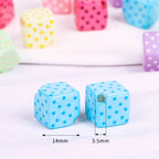 Candy Color Polka Dotted Square Acrylic Beads 14mm Diagonal Hole 10pcs 2
