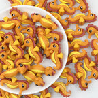 Orange Seahorse 3D Silicone Focal Beads 20 pcs