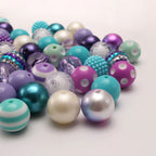 Bubblegum Beads 20mm Aqua Lavender Fuchsia Chunky Mix 50pcs