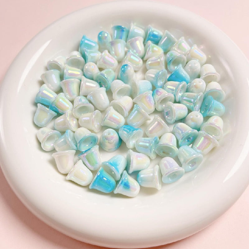 Double Colored Bell Orchid Acrylic Beads 11mm Iridescent 10pcs 5